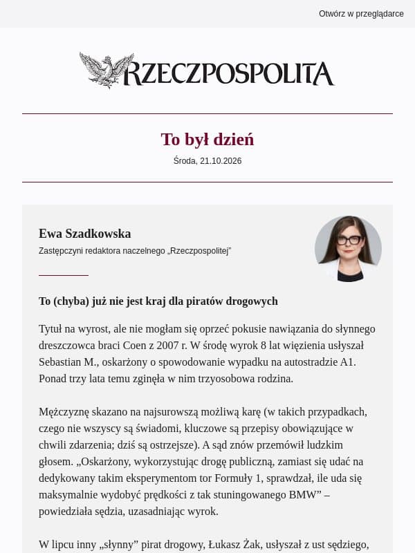 To (chyba) już nie jest kraj dla piratów drogowych email from Rzeczpospolita