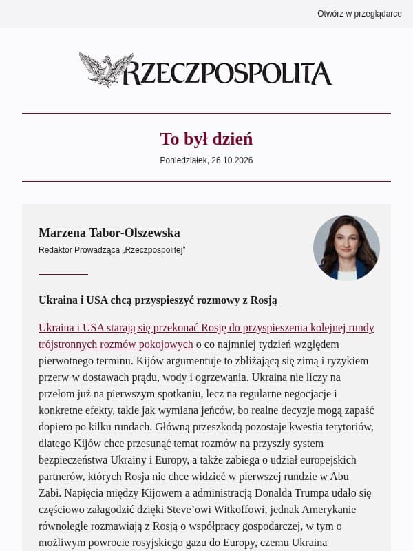 Ukraina i USA chcą przyspieszyć rozmowy z Rosją email from Rzeczpospolita