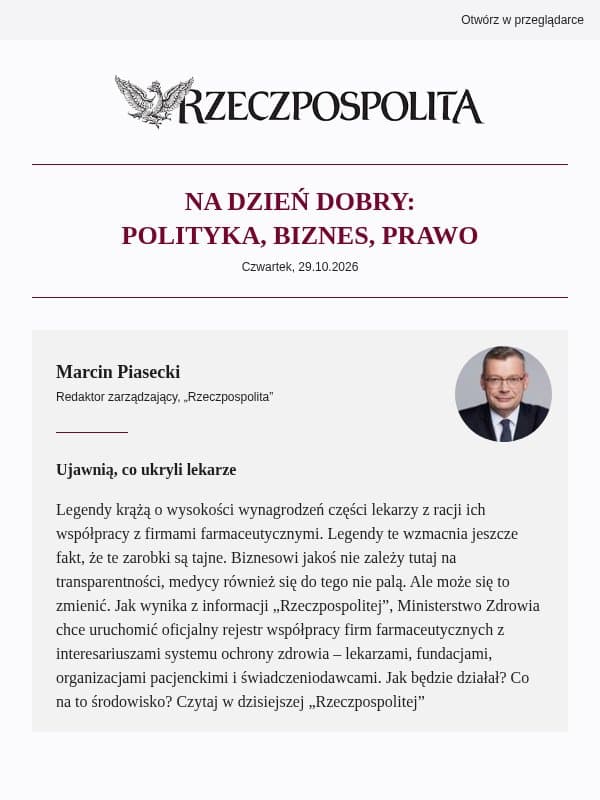 Ujawnią, co ukryli lekarze email from Rzeczpospolita