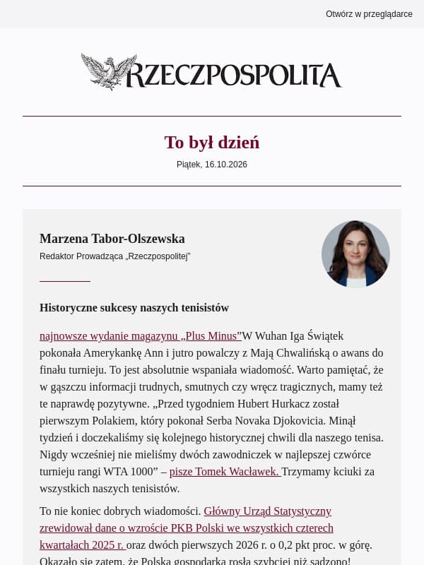 Historyczne sukcesy naszych tenisistów email from Rzeczpospolita