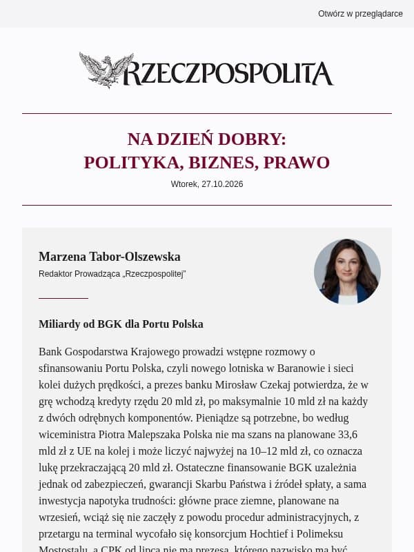 BGK rzuci koło ratunkowe Portowi Polska. W grze 20 mld zł email from Rzeczpospolita