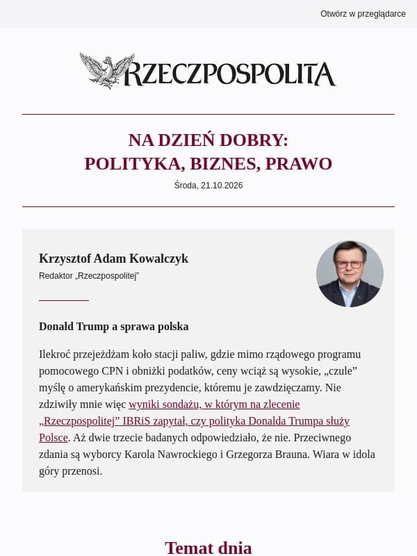 Donald Trump a sprawa polska email from Rzeczpospolita