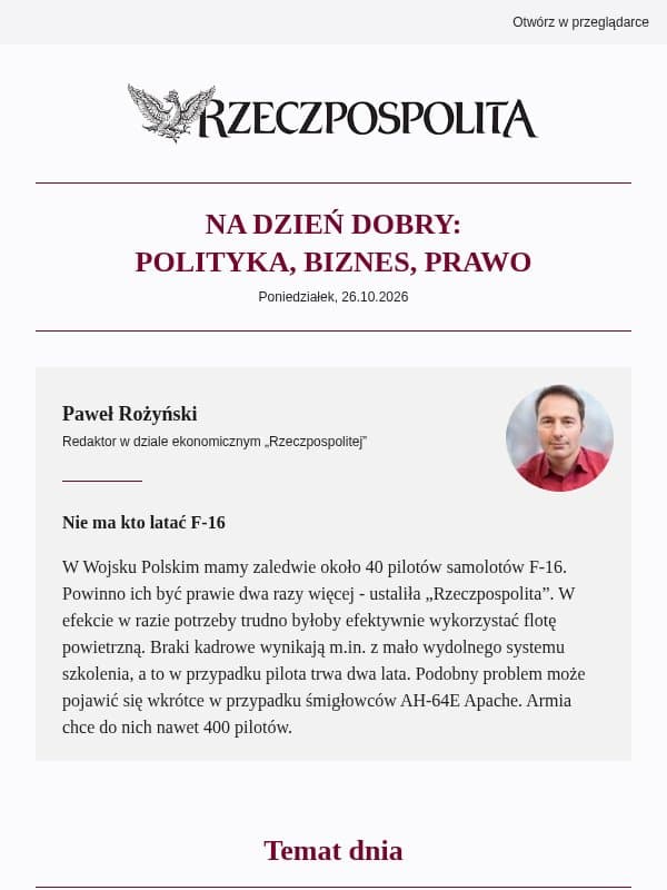 Polsce brakuje pilotów F-16. Mamy więcej samolotów niż ludzi, którzy mogą nimi latać email from Rzeczpospolita