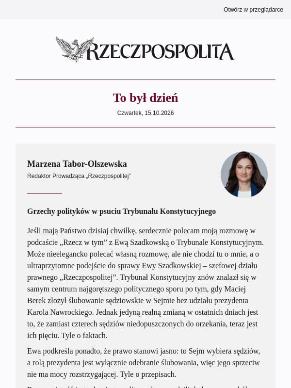 Grzechy polityków w psuciu Trybunału Konstytucyjnego email from Rzeczpospolita