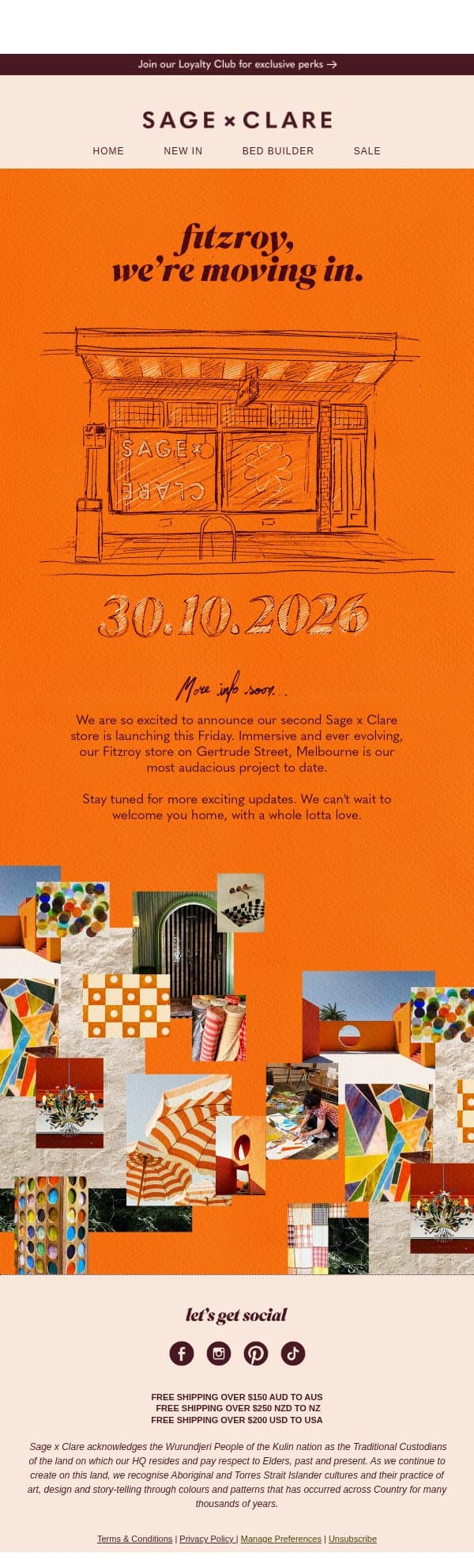 A new Sage x Clare store? Well this is exciting 🧡 email from Sage and Clare screenshot