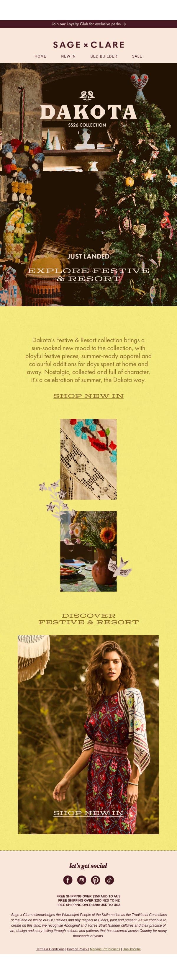 JUST LANDED: Festive & Resort ✨ email from Sage and Clare screenshot