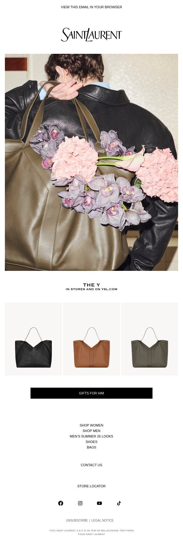 The Y email from Saint Laurent screenshot