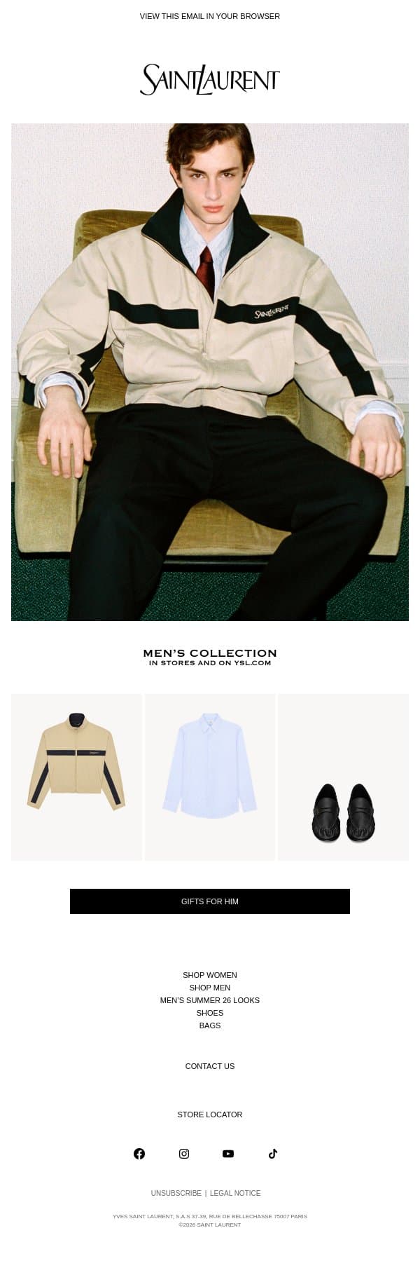 The Men’s Edit email from Saint Laurent screenshot