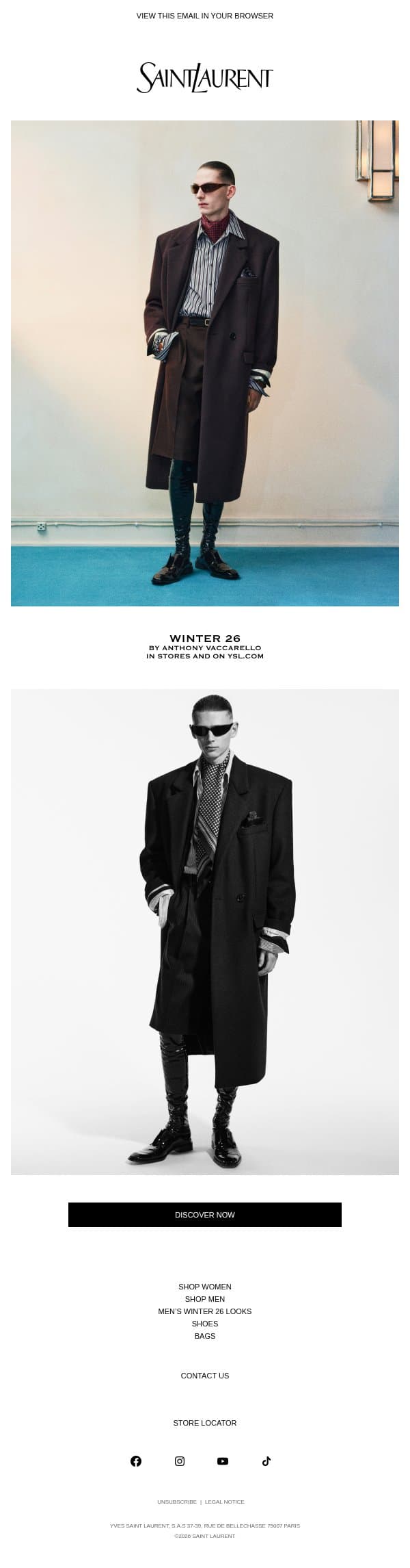 Statement Coats email from Saint Laurent screenshot