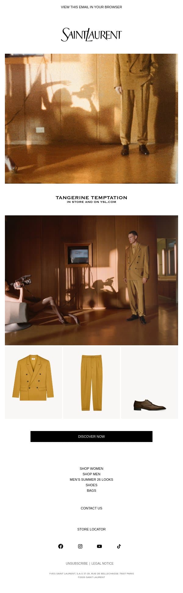 Double-Breasted Jackets email from Saint Laurent screenshot