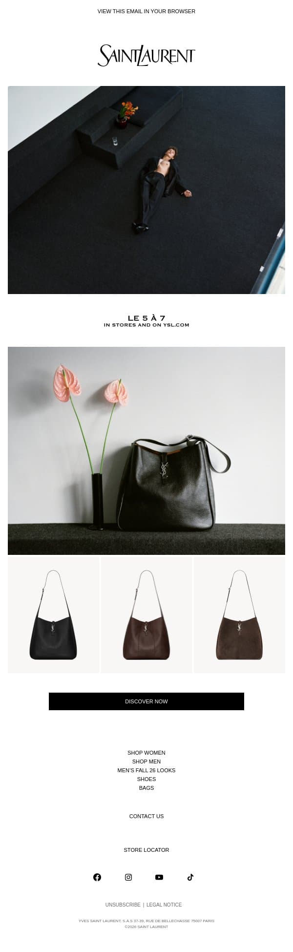 Le 5 à 7 email from Saint Laurent screenshot