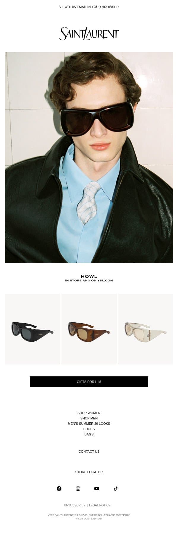 Howl email from Saint Laurent screenshot