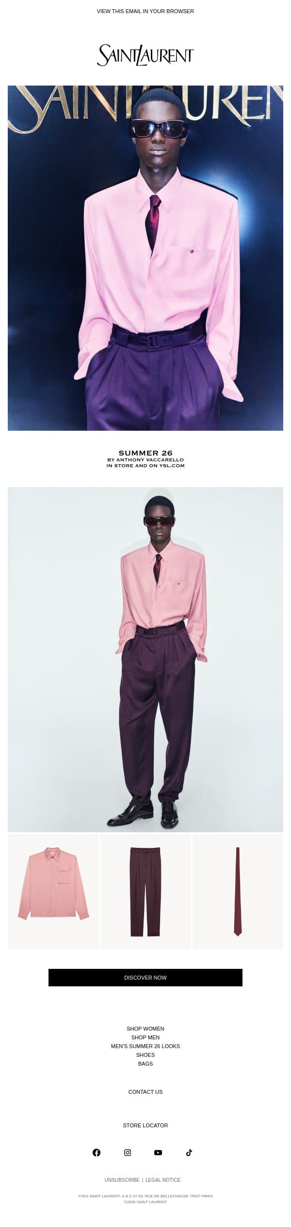A Defined Fit email from Saint Laurent screenshot