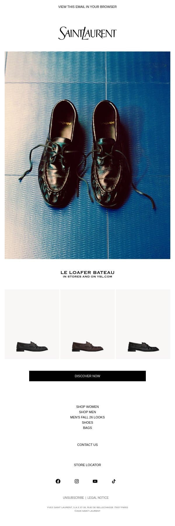 Le Loafer Bateau email from Saint Laurent screenshot