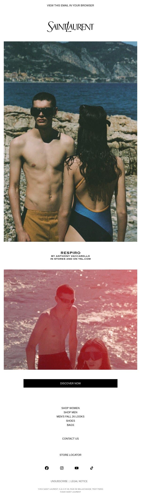 Summer Selection email from Saint Laurent screenshot