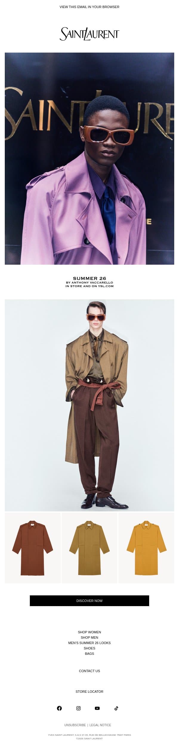 Le Trench email from Saint Laurent screenshot