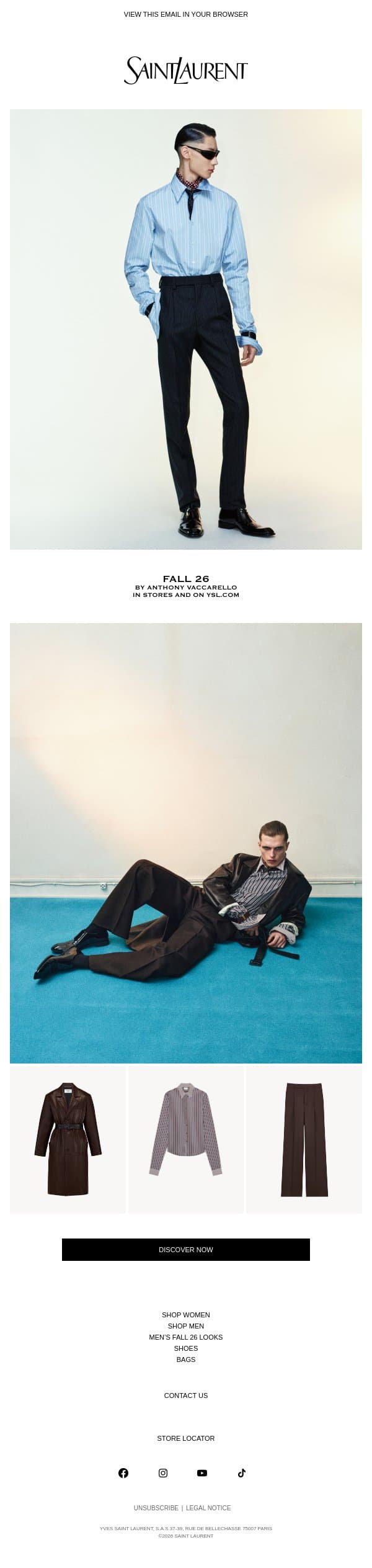 Fall Tailoring email from Saint Laurent screenshot