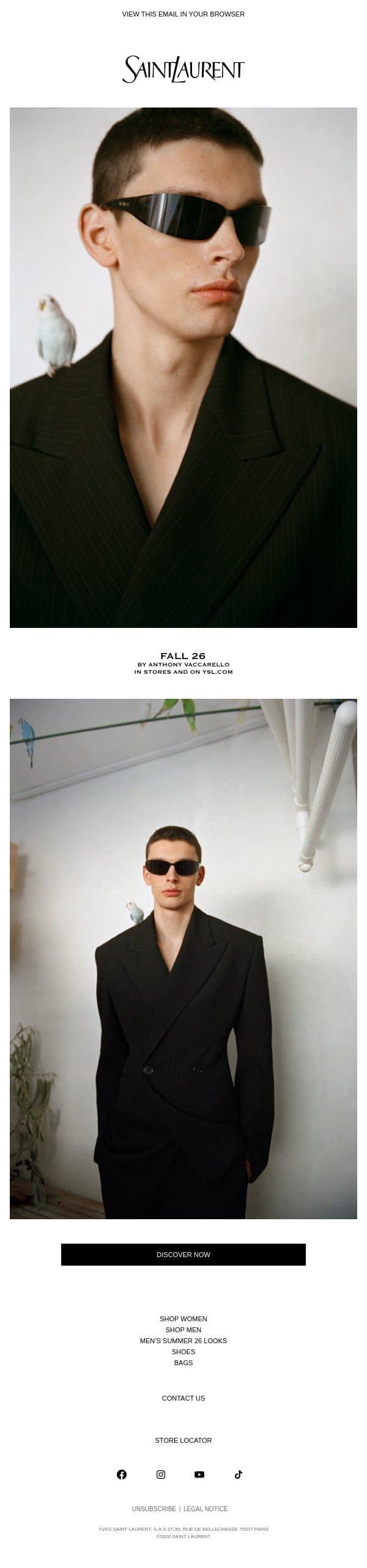 Lean Tailoring email from Saint Laurent screenshot