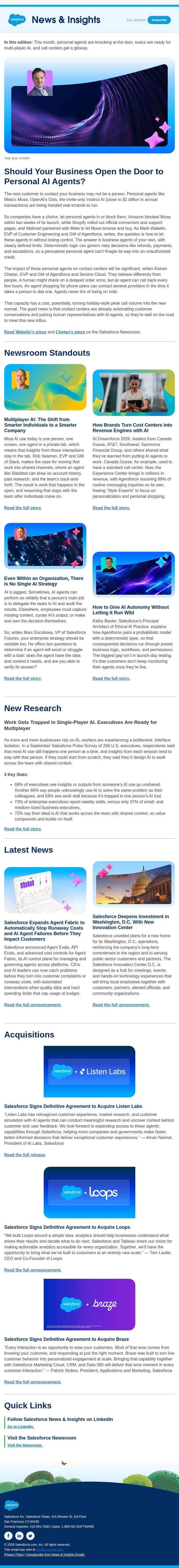 Should Your Business Open the Door to Personal AI Agents? email from Salesforce screenshot