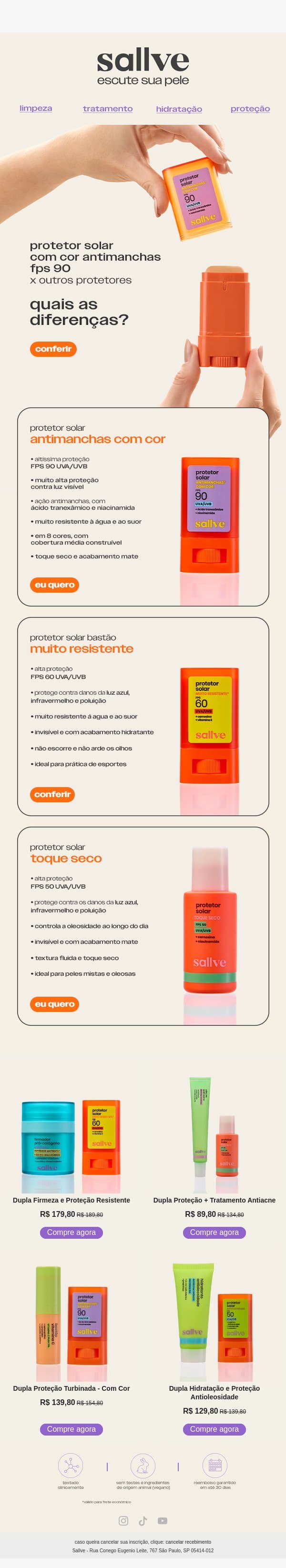 Em busca do protetor solar ideal 🔍🕵️ email from Sallve screenshot