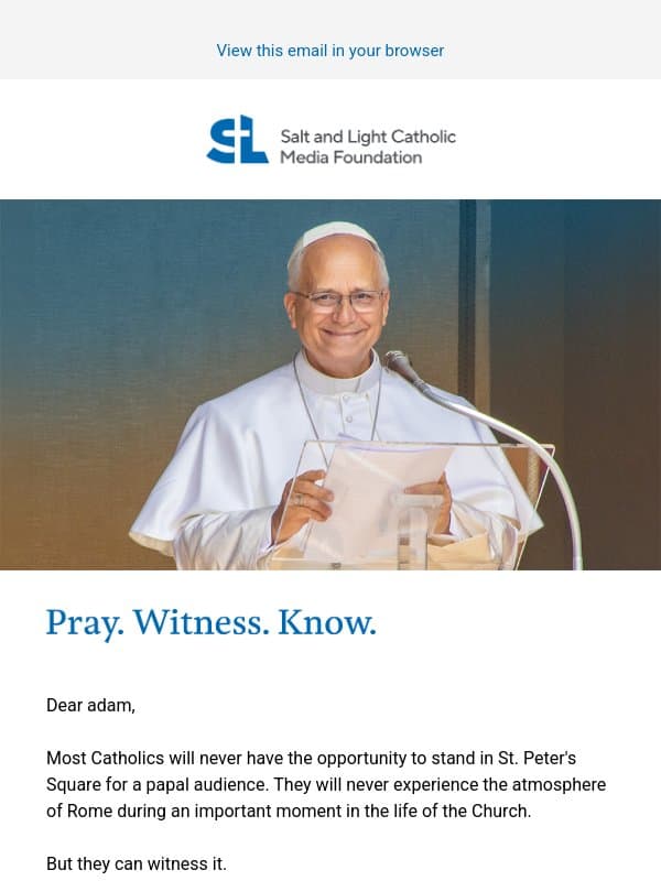 Witness With Us email from Salt + Light Media