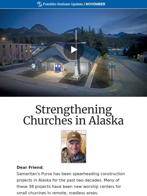 Franklin Graham's November Update email from Samaritan's Purse