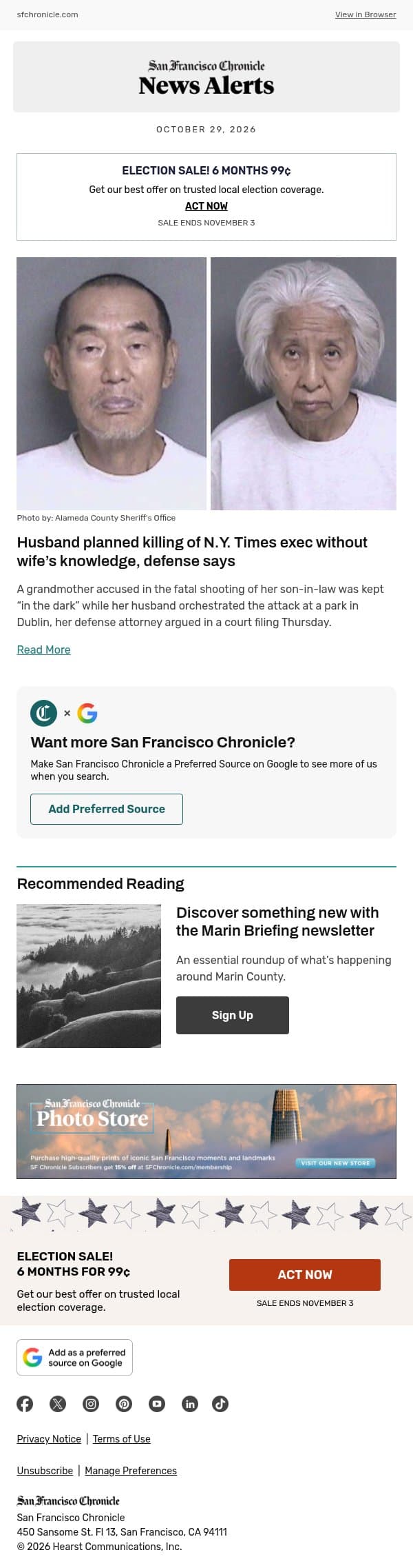 Husband planned killing of N.Y. Times exec without wife’s knowledge, defense says email from San Francisco Chronicle screenshot