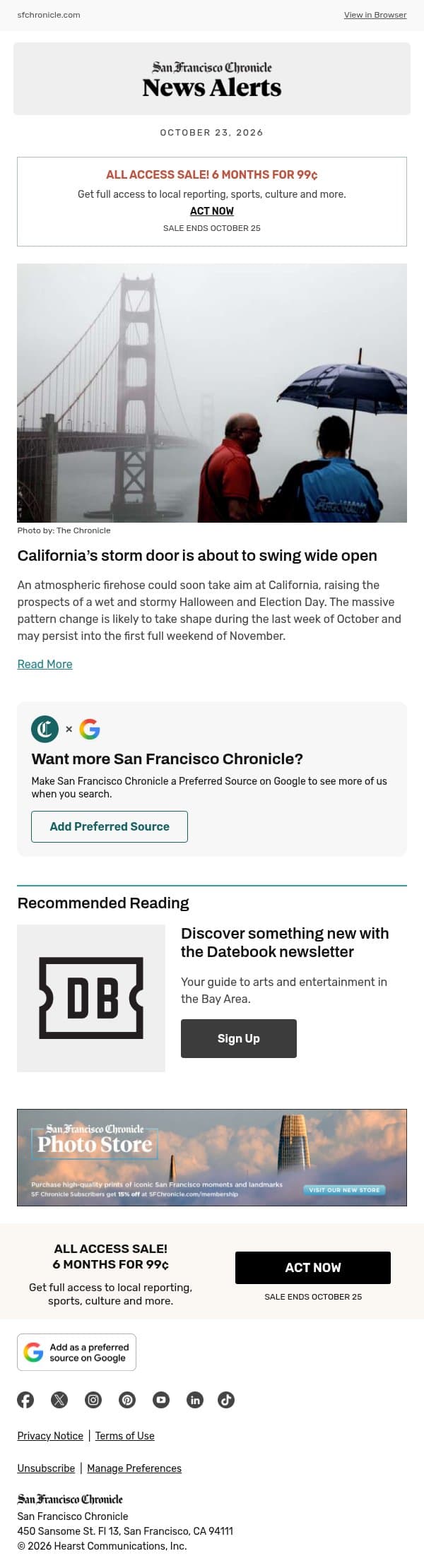 California’s storm door is about to swing wide open email from San Francisco Chronicle screenshot