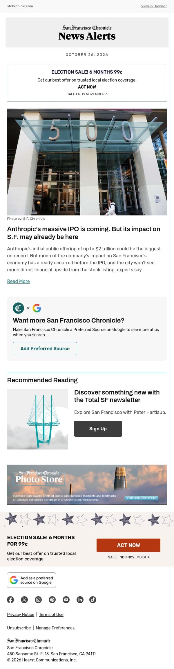 Anthropic’s massive IPO is coming. But its impact on S.F. may already be here email from San Francisco Chronicle screenshot
