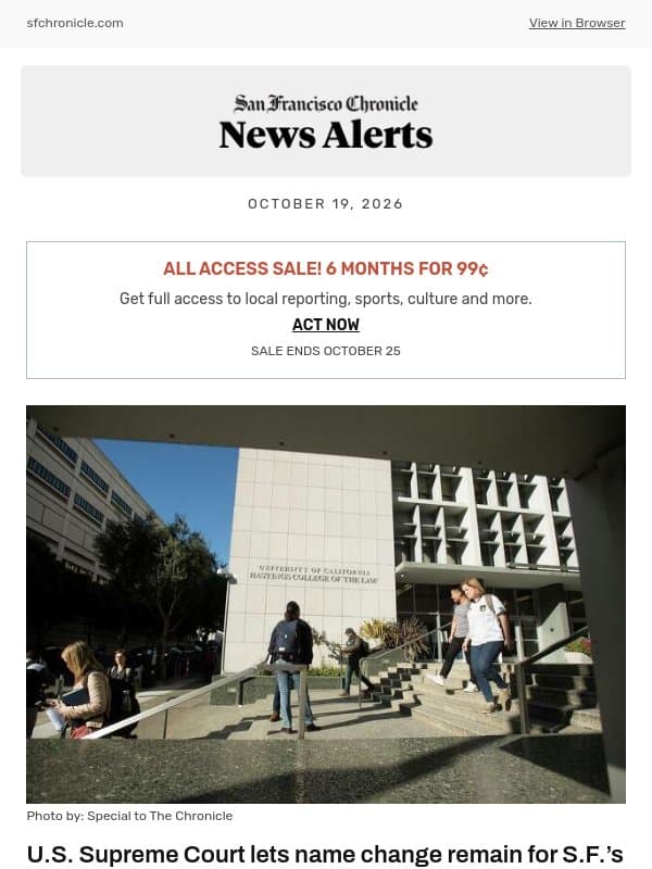 U.S. Supreme Court lets name change remain for S.F.’s 148-year-old law school email from San Francisco Chronicle
