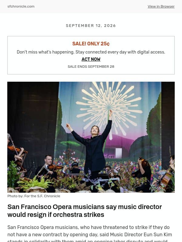 San Francisco Opera musicians say music director would resign if orchestra strikes email from San Francisco Chronicle