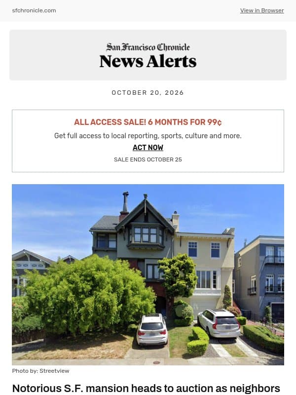 Notorious S.F. mansion heads to auction as neighbors claim itβs been taken over by squatters email from San Francisco Chronicle