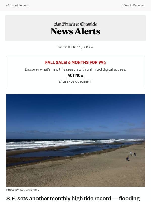 S.F. sets another monthly high tide record — flooding hits parts of Bay Area email from San Francisco Chronicle