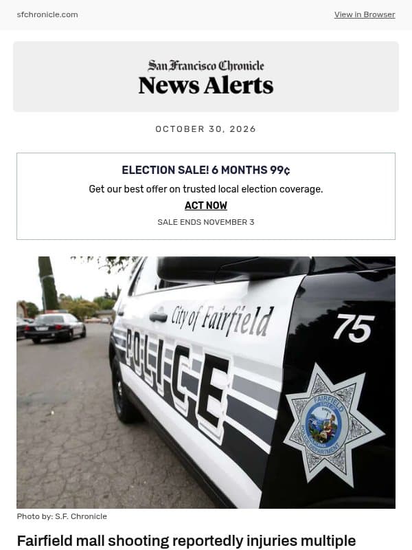 Fairfield mall shooting reportedly injuries multiple people email from San Francisco Chronicle