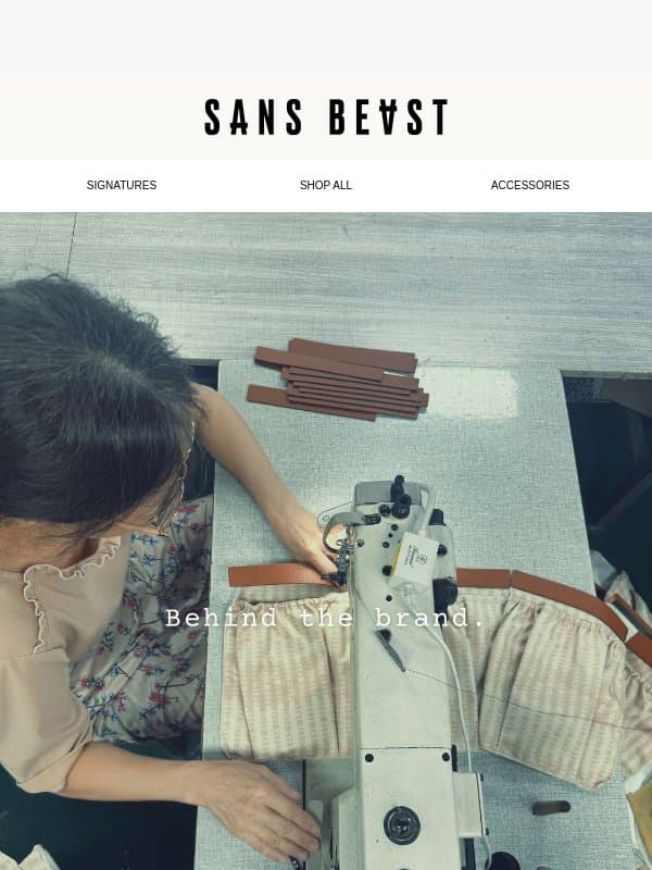 Behind the Brand. email from Sans Beast