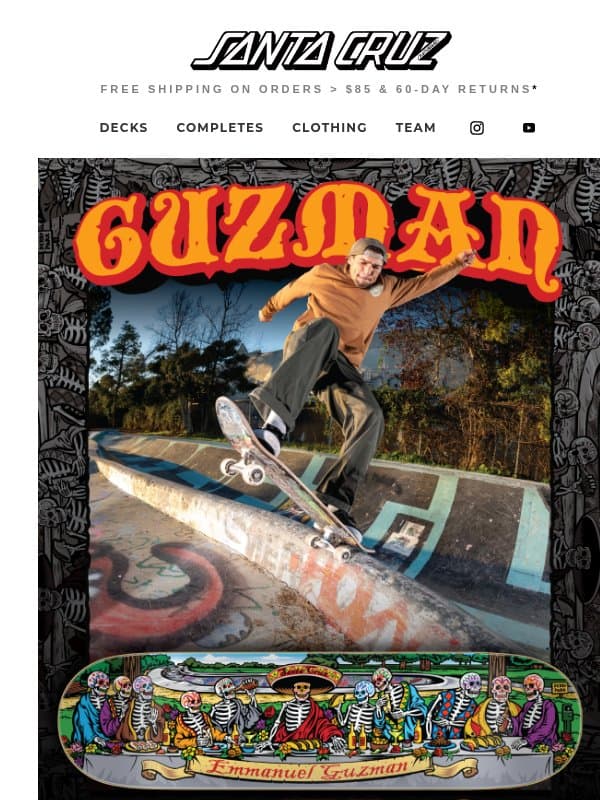 Eman's Derby With The Dead 8.31" Deck Drops 10/28 email from Santa Cruz Skateboards