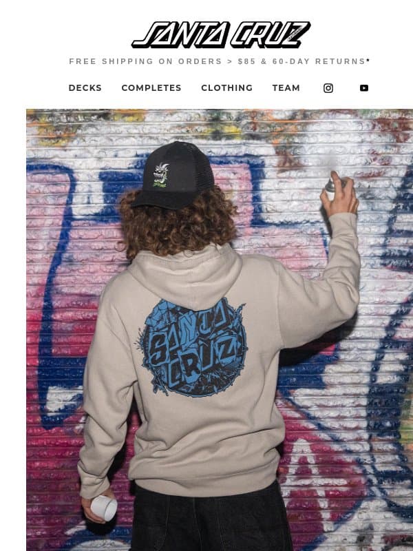 Streets, Parks, Gutters on FIRE. New Santa Cruz Apparel is Here! email from Santa Cruz Skateboards