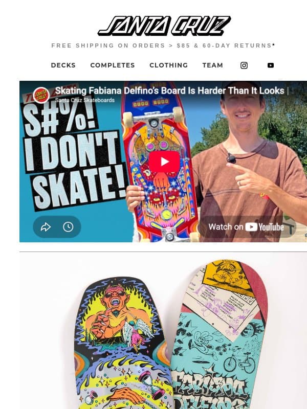 Tom Asta Meets Fabi's Pinball Shape | S#%! I Don't Skate email from Santa Cruz Skateboards