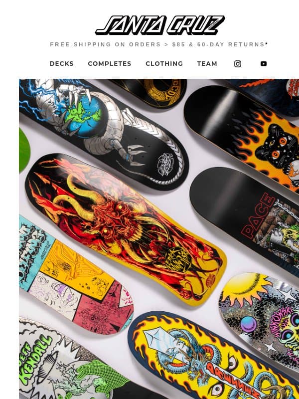 DON'T WALK 🚫 New ReIssues, Pro Decks, VX, and Feelbase are Out Now! email from Santa Cruz Skateboards