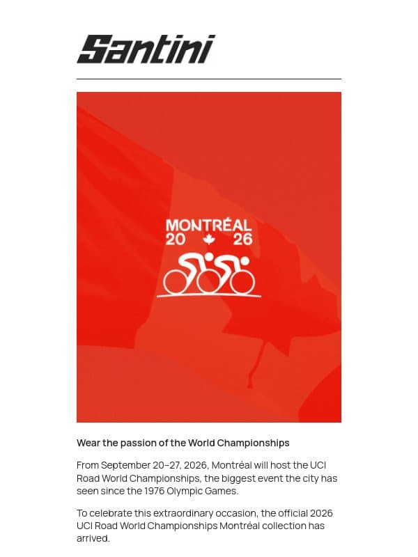 Wear the passion of the World Championships email from Santini Cycling Wear