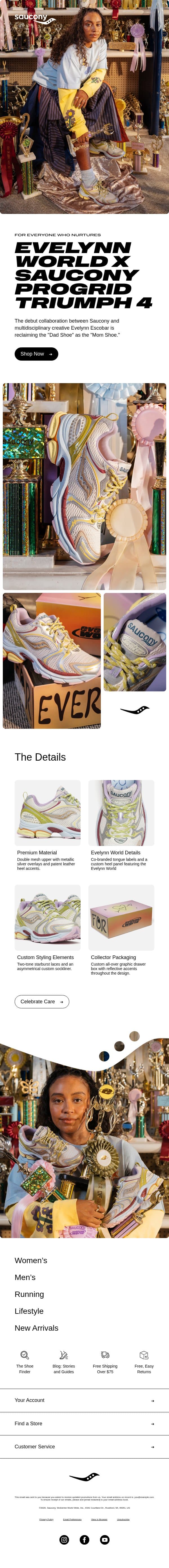 Evelynn World x Saucony ProGrid Triumph 4 email from Saucony screenshot