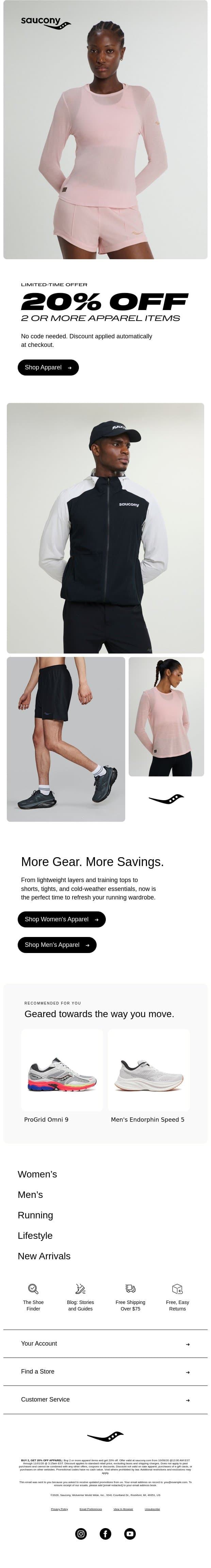 The More You Add, The More You Save email from Saucony screenshot