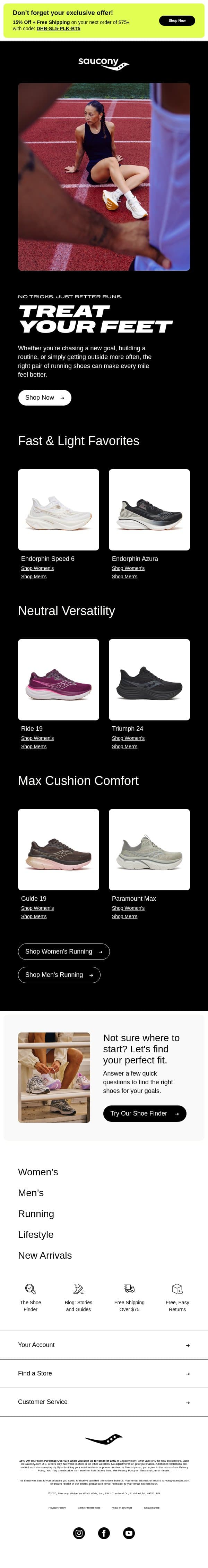 Treat Yourself to a Better Run π email from Saucony screenshot