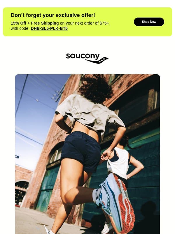 Find Your Perfect Shoe: From Walking to Racing email from Saucony