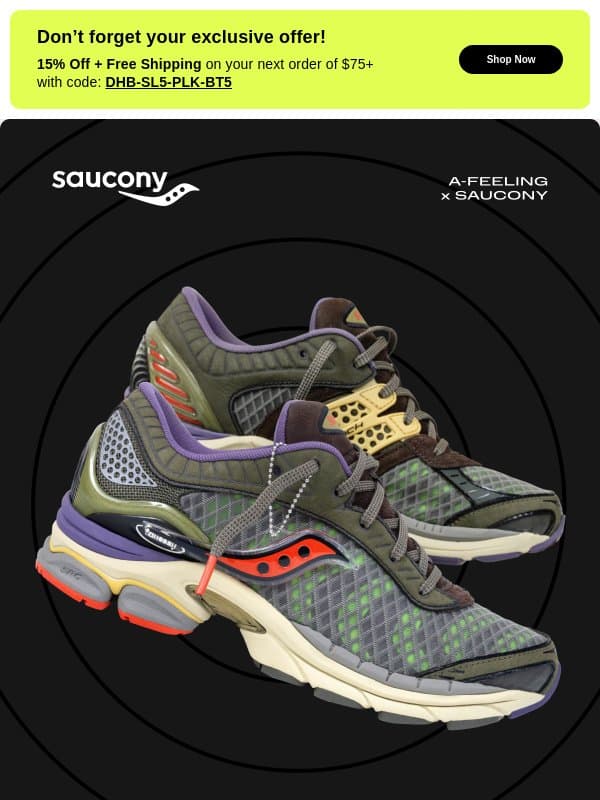Now Live: a-feeling x Saucony email from Saucony