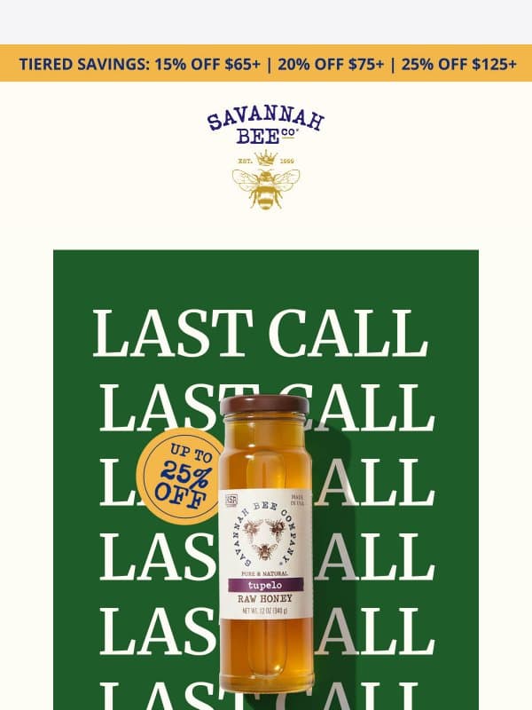 LAST DAY for St. Patrick's Savings email from Savannah Bee Company