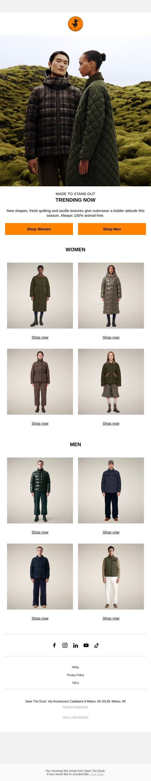 Meet the bold side of outerwear email from Save The Duck screenshot