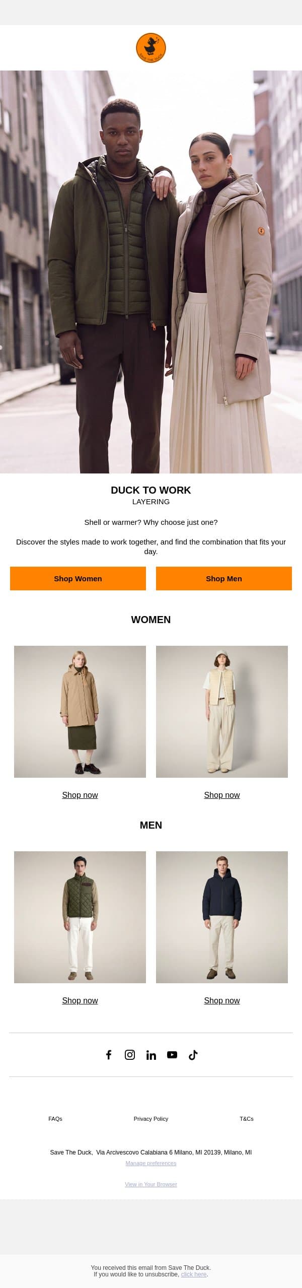 Duck to Work: Layering email from Save The Duck screenshot