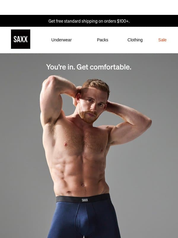 Welcome to SAXX. Take 15% off. email from SAXX
