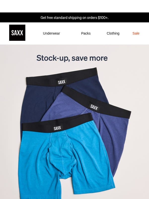 More SAXX. Less per pair. Save 15%. email from SAXX